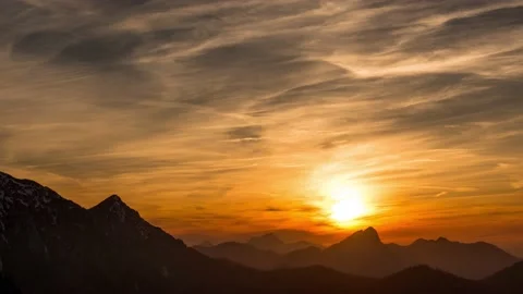 Timelapse Austria Mountain Sunset Stock Footage 153290594