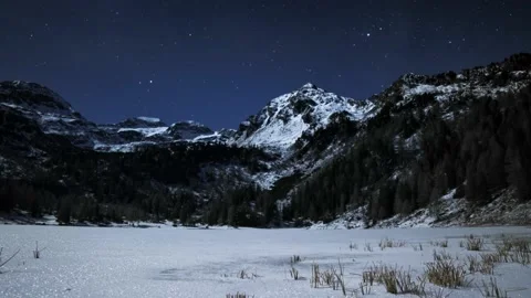 Timelapse Austria Mountain Winter Night Stock Footage 153285284