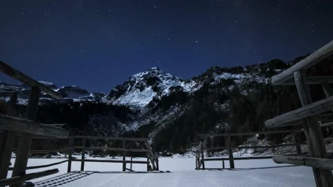 Timelapse Austria Mountain Winter Night Stock Footage 153285396