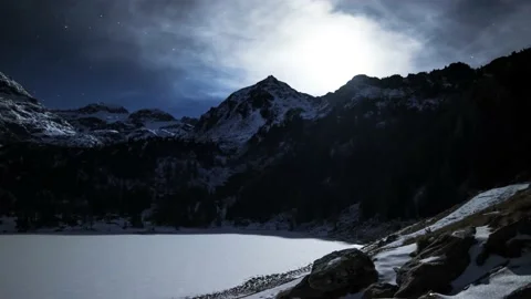 Timelapse Austria Mountain Winter Night Stock Footage 153285499