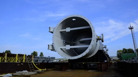 Timelapse Backside View Metal Tower on Special Platform Stock Footage 78057020