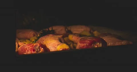 Timelapse of baked chicken thighs while cooking. 4K and HD video Stock Footage 150265783