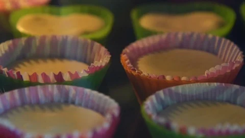 Timelapse of baking cupcakes Stock Footage 85207079