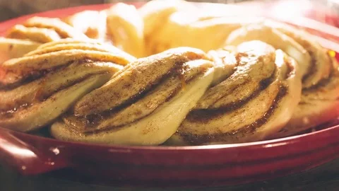 Timelapse of a baking process of Christmas bread wreath Stock Footage 70964558