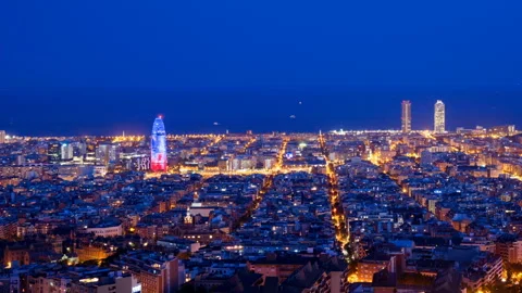 Timelapse, Barcelona sunset, Spain Stock Footage 90468341