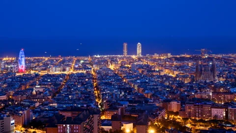 Timelapse, Barcelona sunset, Spain Stock Footage 91031483