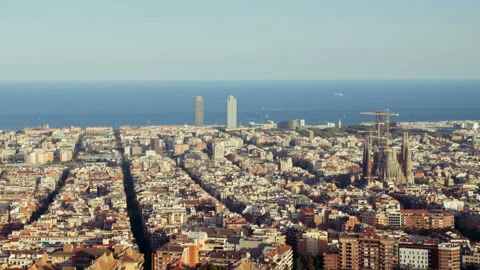 Timelapse, Barcelona sunset, Spain Stock Footage 93530507