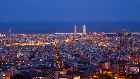 Timelapse, Barcelona sunset, Spain Stock Footage 106261709