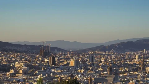 Timelapse Barcelona in sunset time, Spain Video stock 75206133