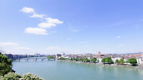 Timelapse Basel Rhine Rhin Panorama Stock Footage 24286336