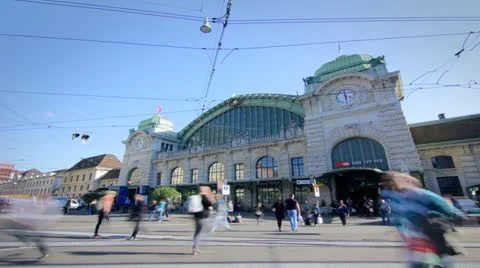 Timelapse Basel Station Bahnhof Trafic Stock Footage 24285467