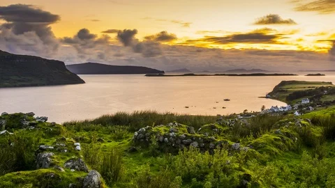 Timelapse of a bay  at sunset Stock Footage 127470414