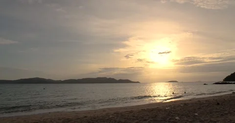Timelapse of Beach activities with sunset sky background. Stock Footage 277990394