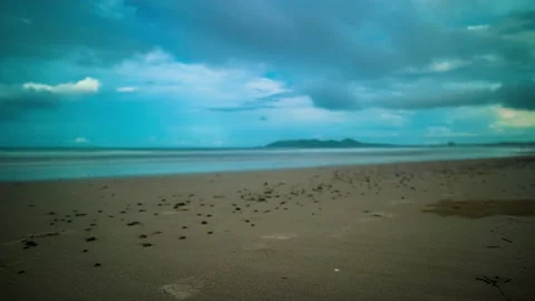 Timelapse Beach - Footprints in the Sand Stock Footage 138613227