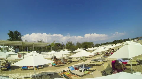 Timelapse at beach, holidays, umbrela, sky, clouds Stock Footage 44523717