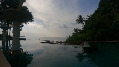Timelapse at the beach , mirror in the pool Stock Footage 194434696