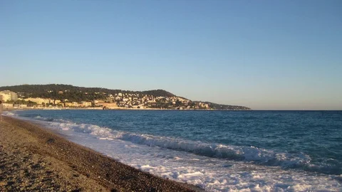 Timelapse of the beach of Nice at sunset Stock Footage 108620611