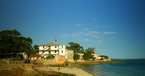 Timelapse of a beach in Stone town. Zanzibar, Africa. Stock Footage 81572065