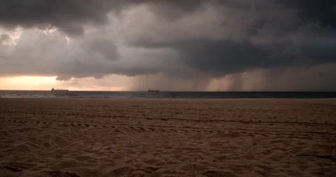 Timelapse Beach Transition from Storm to Sunny Day Stock Footage 202029067