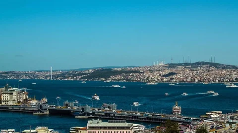 Timelapse Of A Beatiful View On Bosphorus In Istanbul, Turkey 4K Stock Footage 89554144