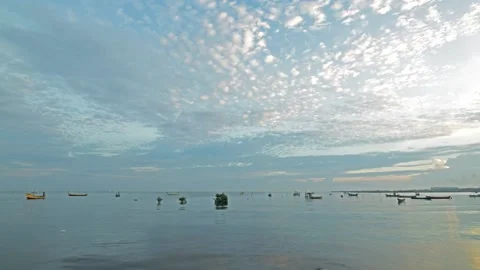 Timelapse of a beautiful beach, blue sky. Stock Footage 147288121