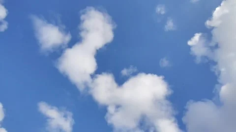 Timelapse beautiful bright blue sky with white moving clouds on a sunny day. Stock Footage 335567636