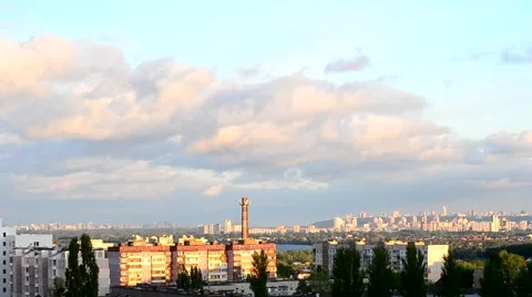 Timelapse of beautiful clouds moving over Kiev cityscape.mp4 Stock Footage 49944485