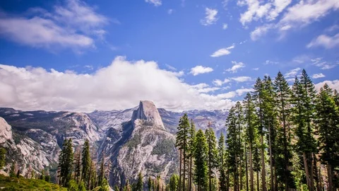 Timelapse - Beautiful Clouds Moving over Half Dome at Yosemite -  4K Stock Footage 91569801