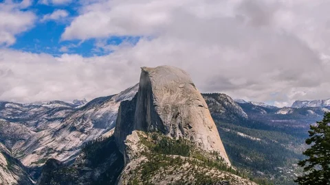 Timelapse - Beautiful Clouds Moving over Half Dome at Yosemite -  4K Video stock 91570061