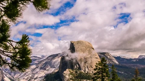 Timelapse - Beautiful Clouds Moving over Half Dome at Yosemite -  4K Stock Footage 92861791