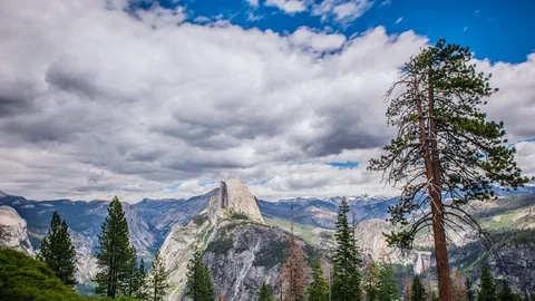 Timelapse - Beautiful Clouds Moving over Half Dome at Yosemite -  4K Stock Footage 92866867