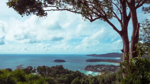 Timelapse of beautiful clouds over the coast of Phuket Island, Thailand Stock Footage 67981163