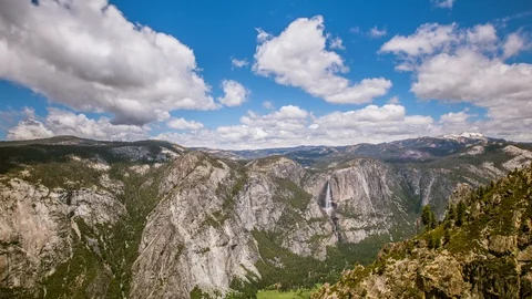 Timelapse - Beautiful Clouds over Yosemite Taft Point  - Yosemite National Park Stock Footage 91573609
