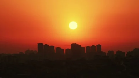 Timelapse beautiful colorful sunset on the cloudy sky over city, Turkey Stock Footage 109620249