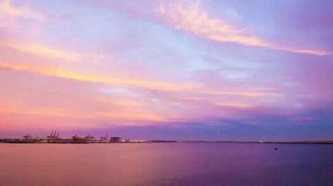 Timelapse of beautiful dusk on tranquil harbour 170GYCC NTSC Stock Footage 26575757