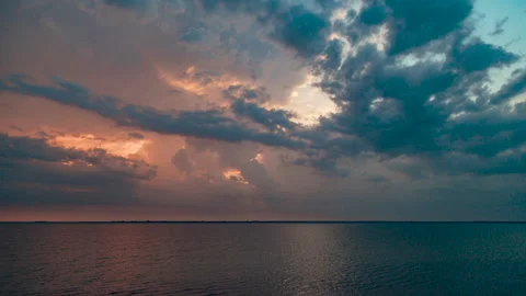 TimeLapse of a Beautiful Landscape of the Sunset on the Beach. Calm Weather with Stock Footage 166768406