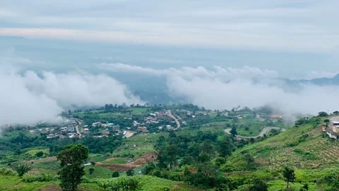 Timelapse of beautiful mountain view with moving clouds. Stock Footage 163780212