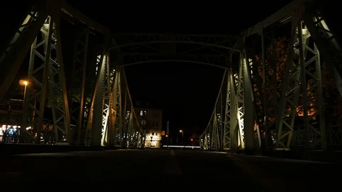 Timelapse Of A Beautiful Old Fashioned Bridge At Night Stock Footage 96113637