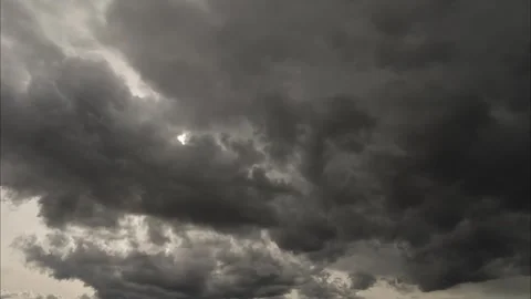 Timelapse of beautiful stormy cloudscape. Dark thunderstorm clouds moving fast Stock Footage 253424344