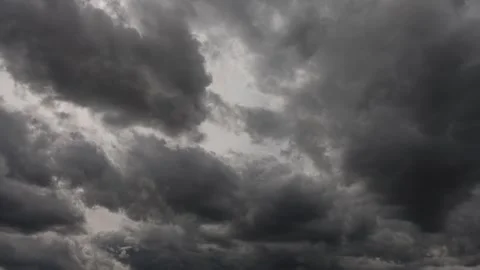 Timelapse of beautiful stormy cloudscape. Dark thunderstorm clouds moving fast Stock Footage 253424405