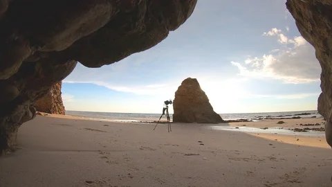 Timelapse of beautiful sunset from beach side view  Stock Footage 109407952