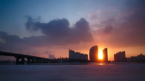 Timelapse of beautiful sunset in the city Stock Footage 166922397