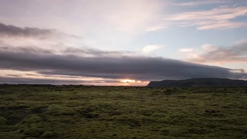 Timelapse of beautiful sunset with iconic moss covered landscape Stock Footage 83699552