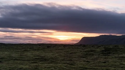 Timelapse of beautiful sunset with iconic moss covered landscape Stock Footage 83699617