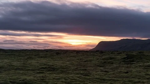 Timelapse of beautiful sunset with iconic moss covered landscape Stock Footage 83699720
