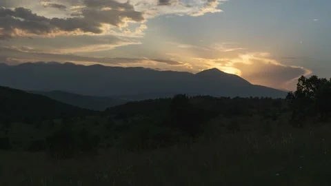 Timelapse of beautiful sunset with mountains Stock Footage 197643801