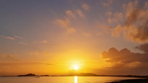 Time‑lapse of a beautiful sunset over Norway’s coastline. Stock Footage 167603484