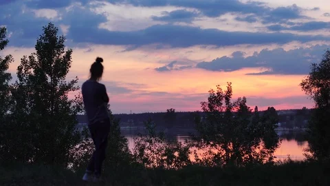 Timelapse of a beautiful sunset on the river Video stock 89937289