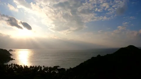 Timelapse with beautiful sunset view of seashore Stock Footage 146159248