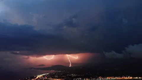 Timelapse of beautiful thunderstorm with picturesque lightning illuminating. Stock Footage